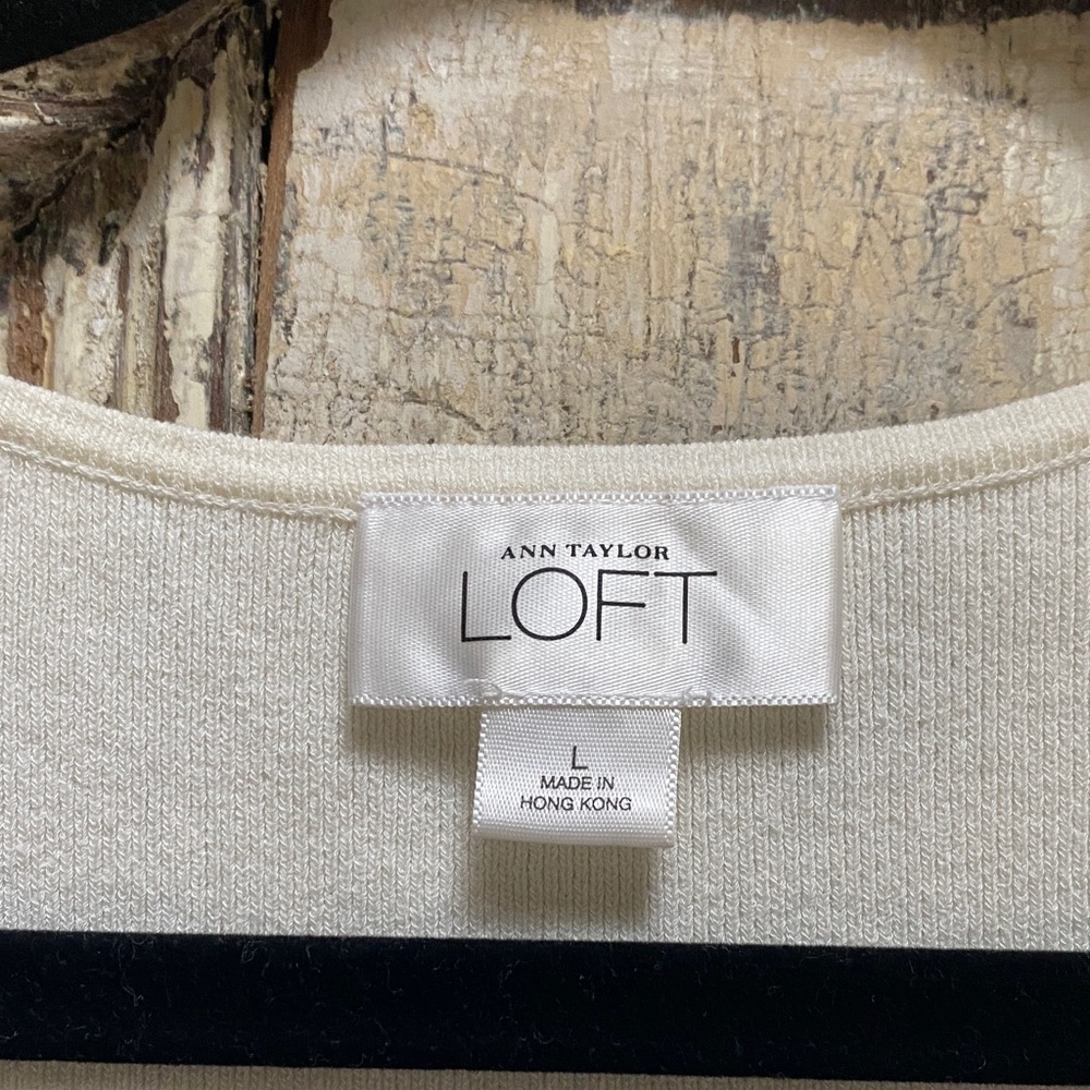 LOFT Cream Sleeveless Wrap Tie Blouse - Picture 2 of 7